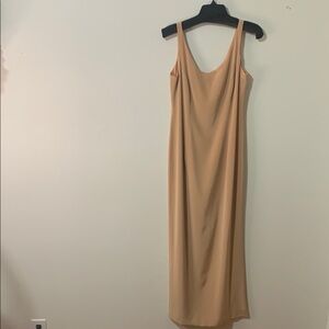 Victor Costa Tan Spaghetti Strap Slip Maxi Dress